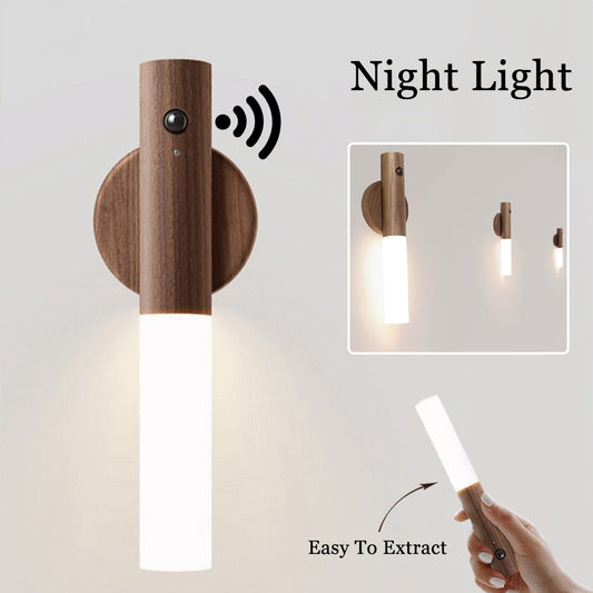 Wireless Rechargeable & Magnetic Wood Motion Sensor Wall Light