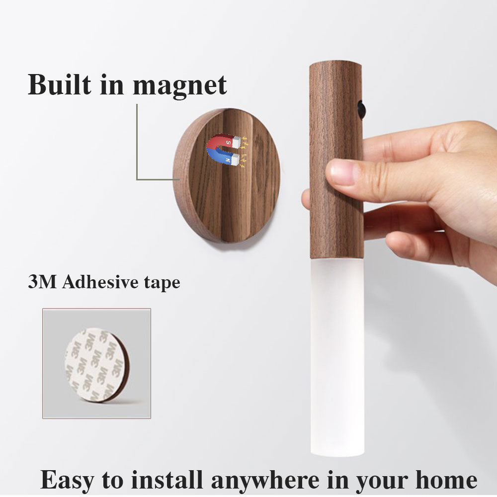 Wireless Rechargeable & Magnetic Wood Motion Sensor Wall Light